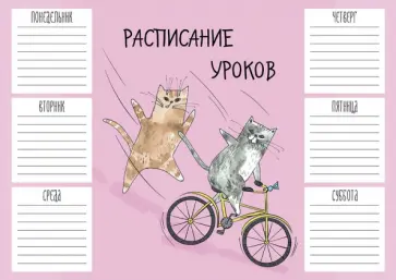 Расписание уроков А4, ДВА КОТА (56835) обложка книги