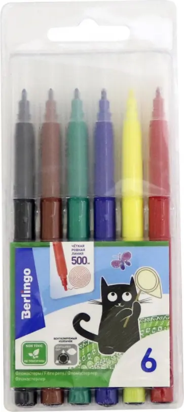 Фломастеры 6 цветов "Жил-был кот" (WP00606) обложка книги