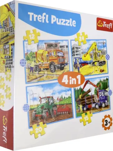 Puzzle-12х15х20х24 "Большие строительные машины" (34353) обложка книги