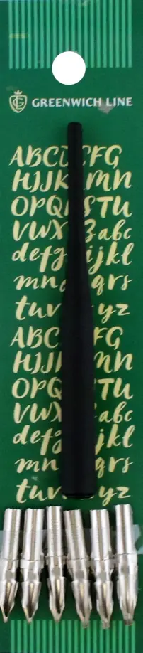 Перья каллиграфические с круглым наконечником, 6 штук и держатель (287297) обложка книги