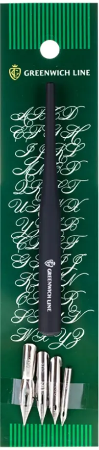 Перья каллиграфические остроконечные (4 штуки) и держатель (287296) обложка книги