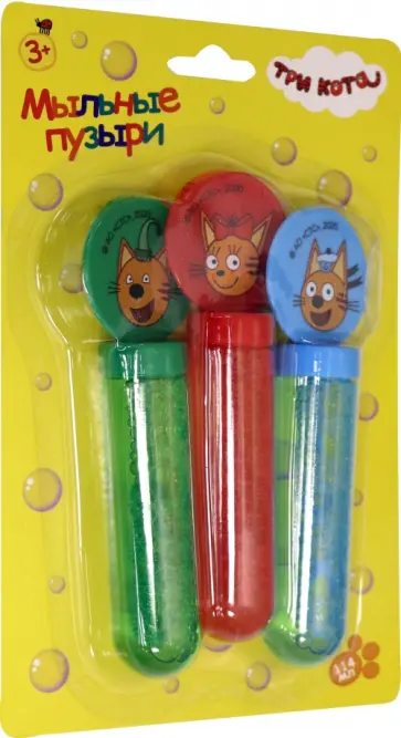 Мыльные пузыри 3 штуки, Три Кота, колба с кругляшом (Т19931) обложка книги