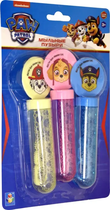 Мыльные пузыри 3 штуки, Щенячий патруль колба с кругляшом (Т19930) обложка книги
