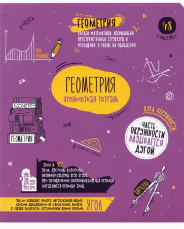 Тетрадь предметная "Яркий микс. Геометрия" (А5, 48 листов, клетка, в ассортименте) (Тп48к_35075) обложка книги