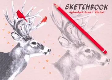 Скетчбук (40 листов, А5), ОЛЕНЬ И ПТИЧКИ (40-0354) обложка книги