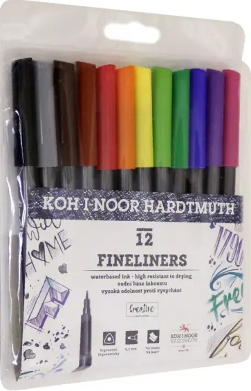Набор линеров Fineliners, 12 цветов обложка книги