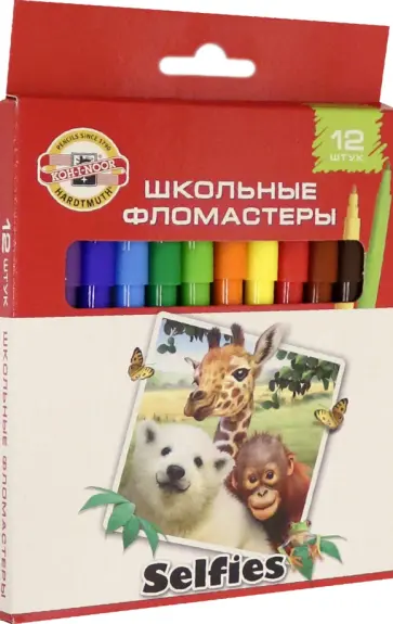 Фломастеры школьные, смываемые "SELFIES", 12 цветов (1002) Фломастеры школьные, смываемые "SELFIES", 12 цветов (1002) обложка книги