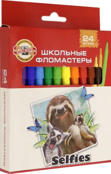 Фломастеры Selfies, 24 цвета, смываемые обложка книги