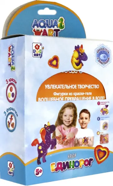 Набор "Единорог", 3 формочки, 3 краски с блестками по 100 мл. (Т20083) обложка книги