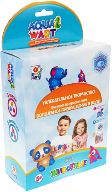 Набор "Животные", 3 формочки, 3 краски с блестками по 100 мл. (Т20085) обложка книги