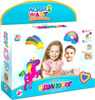 Набор "Единорог", 6 формочек, 5 красок по 100 мл., цветные камешки (Т20086) обложка книги