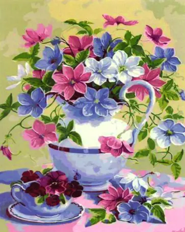 Картина по номерам (40х50 см), ЦВЕТЫ КЛЕМАТИС (Tz-13972) обложка книги