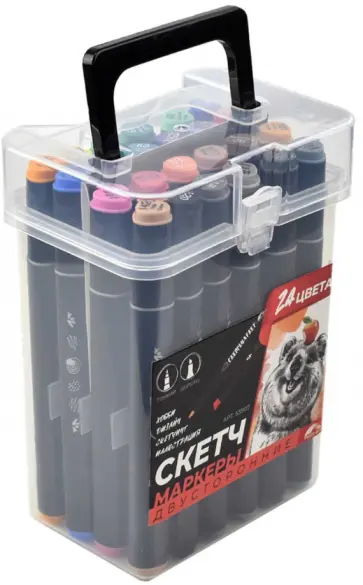 Набор двусторонних скетчмаркеров "Квокка", 24 цвета (53907) обложка книги