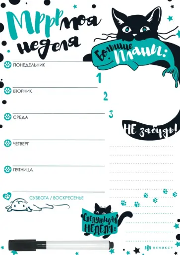 Магнитный планинг (210х297 мм), ЧЁРНЫЙ КОТ (53852) обложка книги