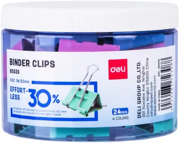 Зажимы металлические, 32 мм., 24 штуки, в ассортименте (E8553S) Зажимы металлические, 32 мм., 24 штуки, в ассортименте (E8553S) обложка книги