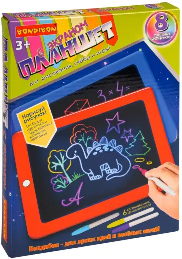 Планшет с экраном для рисования, с обучающими карточками, с подсветкой (ВВ5172) обложка книги