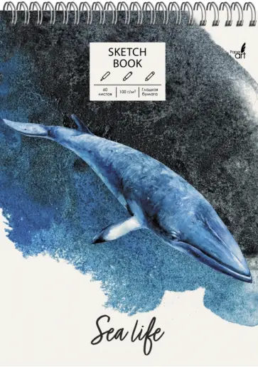 Скетчбук (60 листов, А4, спираль), Синий кит (ТС4604839) обложка книги