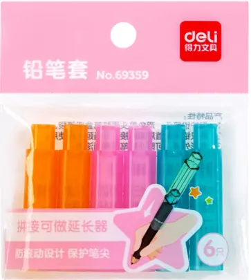 Колпачок-манжета для чернографитных карандашей, 6 штук, цвет ассорти (69359) обложка книги