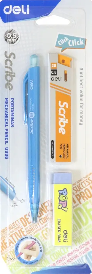 Набор механический карадаш (0.5 мм) + ластик + грифель (CU996) обложка книги