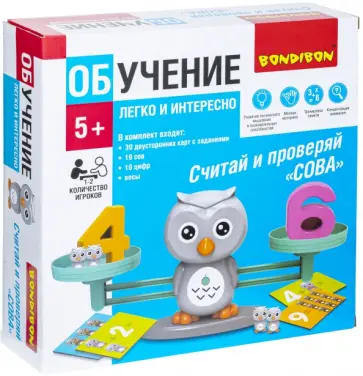 Игра обучающая «Считай и проверяй. Сова» (ВВ5193) обложка книги