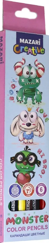 Карандаши цветные "MONSTER", 6 цветов (M-6186- 6) обложка книги