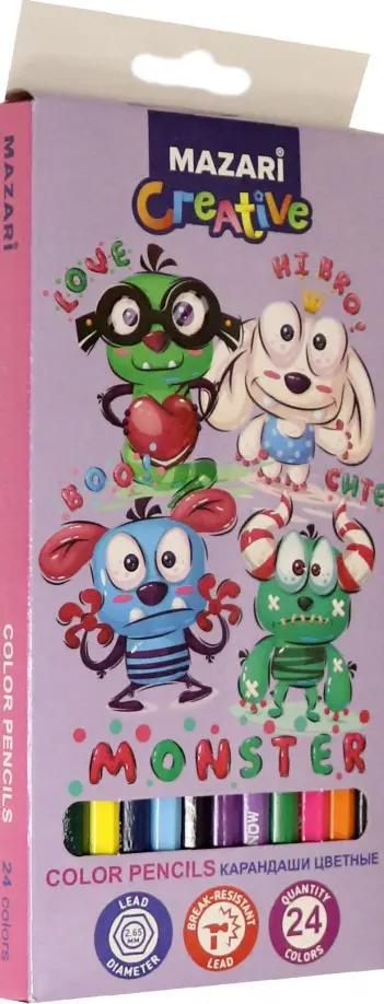 Карандаши цветные "MONSTER", 24 цвета (M-6186-24) обложка книги
