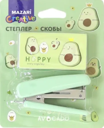Набор "JOYFUL AVOCADO": степлер № 10 и скобы (500 шт.) (M-3430) обложка книги