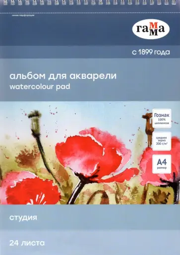 Альбом для акварели "Студия", А4, 24 листа (40C01S724W) обложка книги