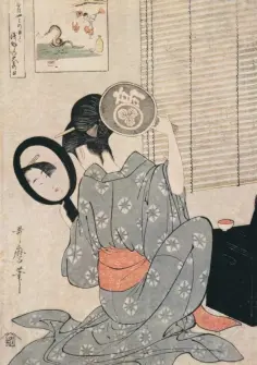 Тетрадь "Красавица с двумя зеркалами", 32 листа, без линовки обложка книги