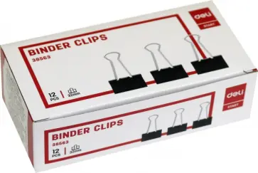 Зажимы металлические (32 мм), черные, 12 штук в упаковке (E38563) обложка книги