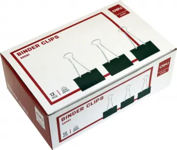 Зажимы металлические (51 мм), черные, 12 штук в упаковке (E38561) обложка книги