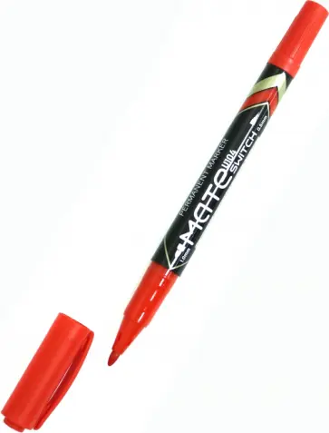 Маркер перманентный Mate, красный, двухсторонний обложка книги