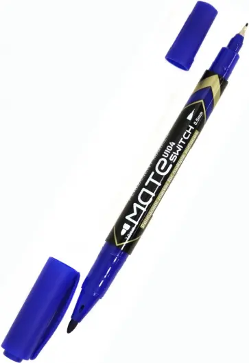 Маркер перманентный Mate, синий, двухсторонний обложка книги