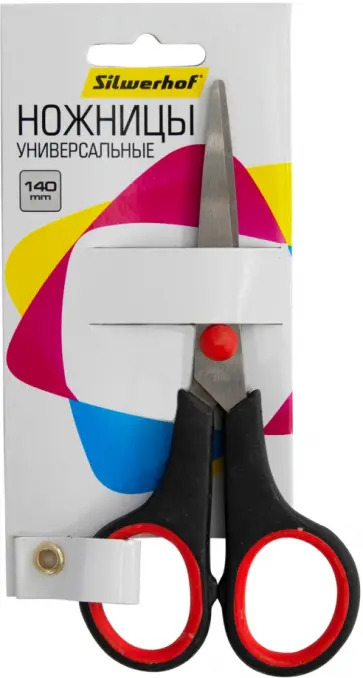 Ножницы универсальные, 140 мм., ручки с резиновой вставкой (1400148) обложка книги