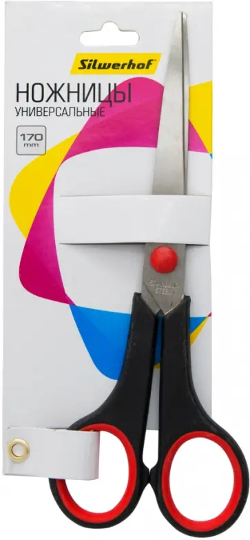 Ножницы универсальные (170 мм), ручки с резиновой вставкой (1400157) обложка книги