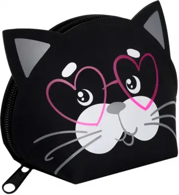 Кошелёк силиконовый "Черный кот в очках", 10х7х5.5 см. (54269) обложка книги