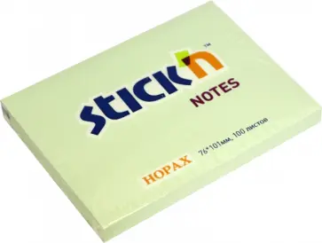 Блок для записей самоклеящийся, 76x101 мм, 100 листов, зеленый (21153) обложка книги