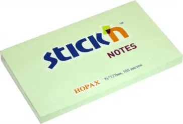 Блок для записей самоклеящийся, 76x127 мм, 100 листов, зеленый (21156) обложка книги