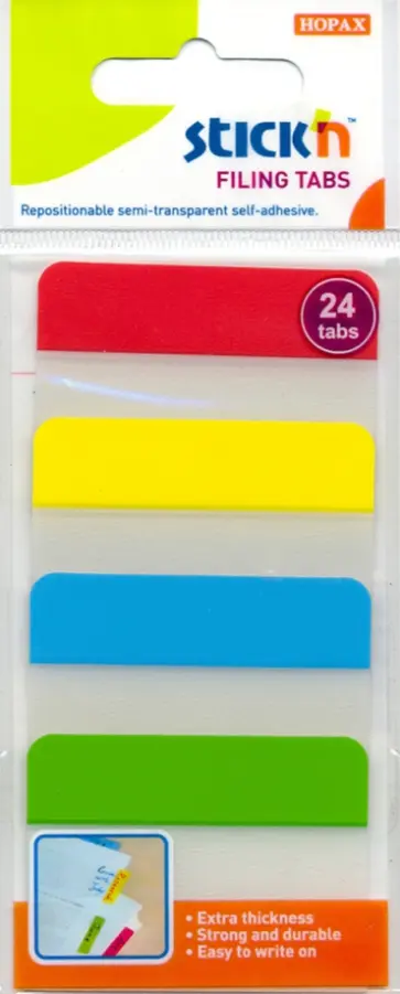 Закладки самоклеящиеся, разделители, 24 листа, 4 цвета, с цветным краем обложка книги