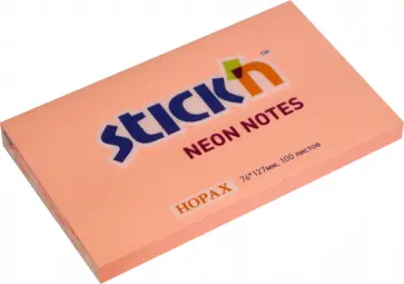 Блок для записей самоклеящийся, 76x127 мм, 100 листов, неон розовый  (21170) обложка книги