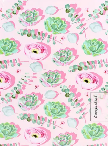 Ежедневник недатированный Сукуленты на розовом, 136 листов, А5 обложка книги