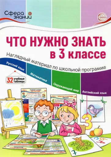 Что нужно знать в 3 классе. Наглядный материал по школьной программе. 32 учебных таблицы обложка книги