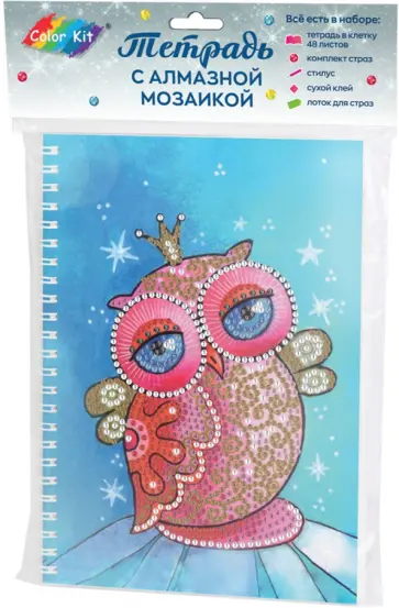 Алмазная мозаика. Тетрадь Совушка, 48 листов, клетка обложка книги