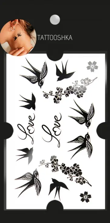 Тату временное малое, Влюбленные ласточки обложка книги