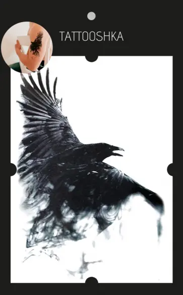 Тату временное большое Ворон обложка книги