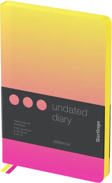 Ежедневник недатированный Radiance, В6, 136 листов, желтый/розовый обложка книги