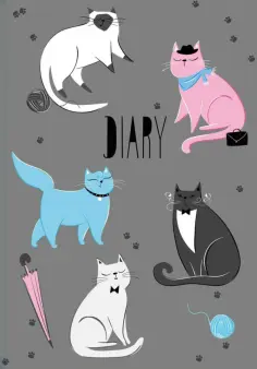 Ежедневник недатированный DIARY Коты аристократы, 80 листов, А5 обложка книги
