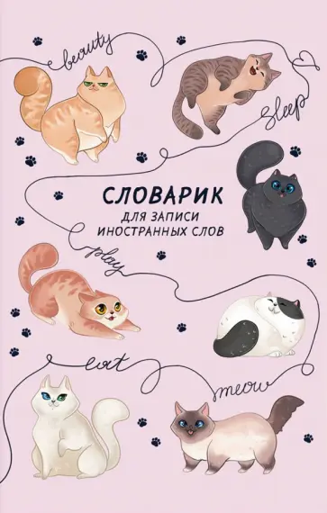 Словарик для изучения иностранных слов Игривые коты, 32 листа обложка книги