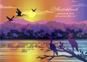 Скетчбук Птицы на закате, 40 листов обложка книги