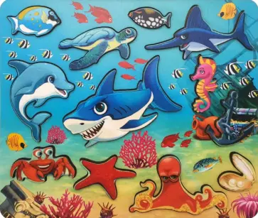 Рамка-вкладыш Кто живет в океане? 12 деталей обложка книги